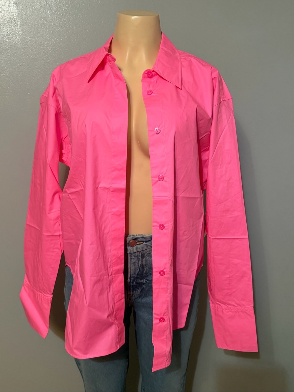 Good American Button-Down Shirt in Hot Pink